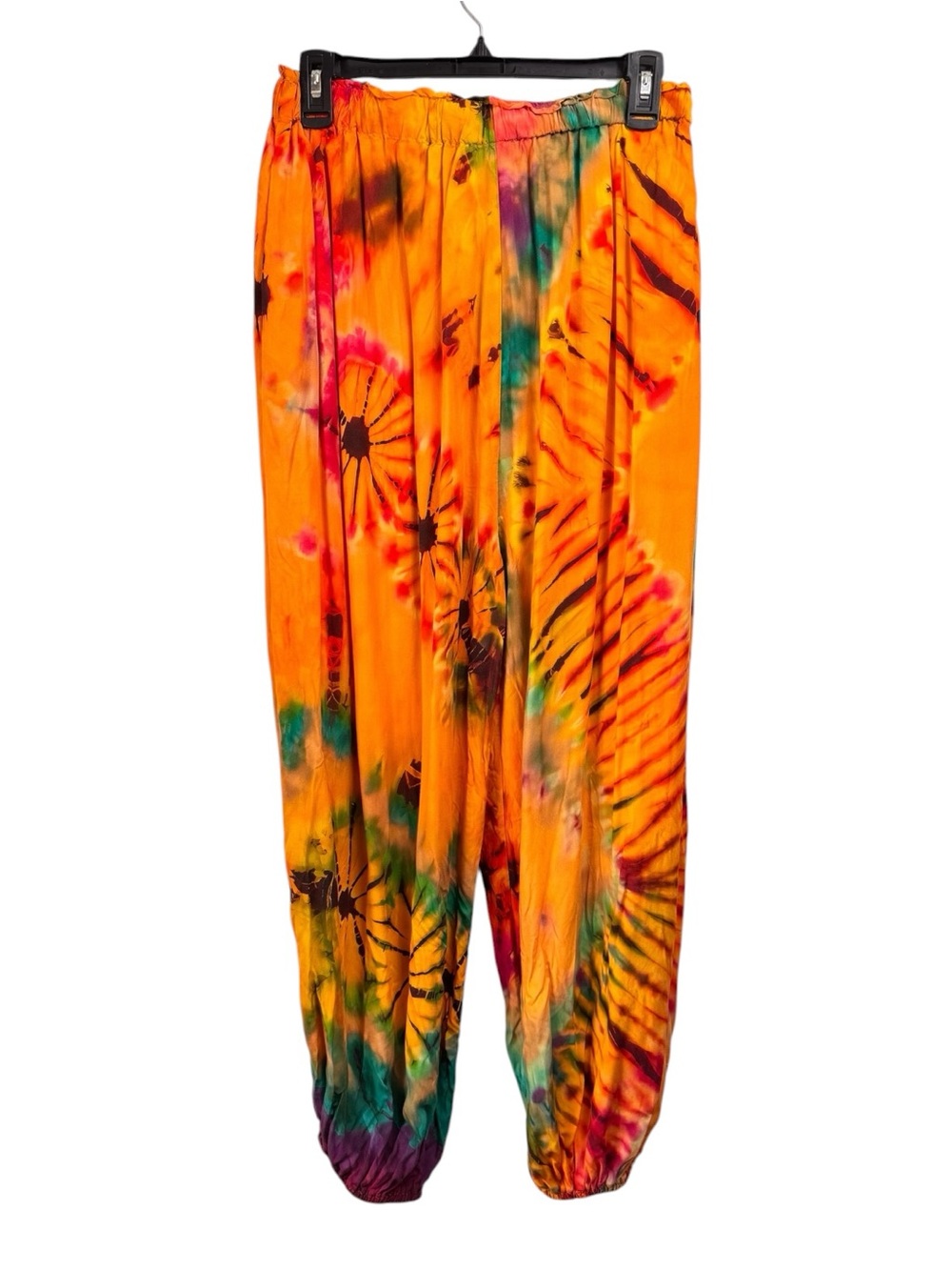 Earthbound Trading Co. Size Small Bright Multicolor Tie-Dye Harem Pants Pockets - Picture 2 of 6